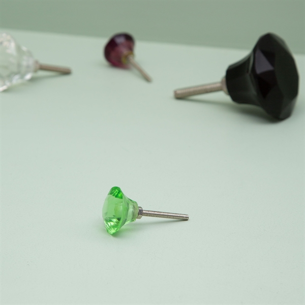 Green glass diamond knob Small